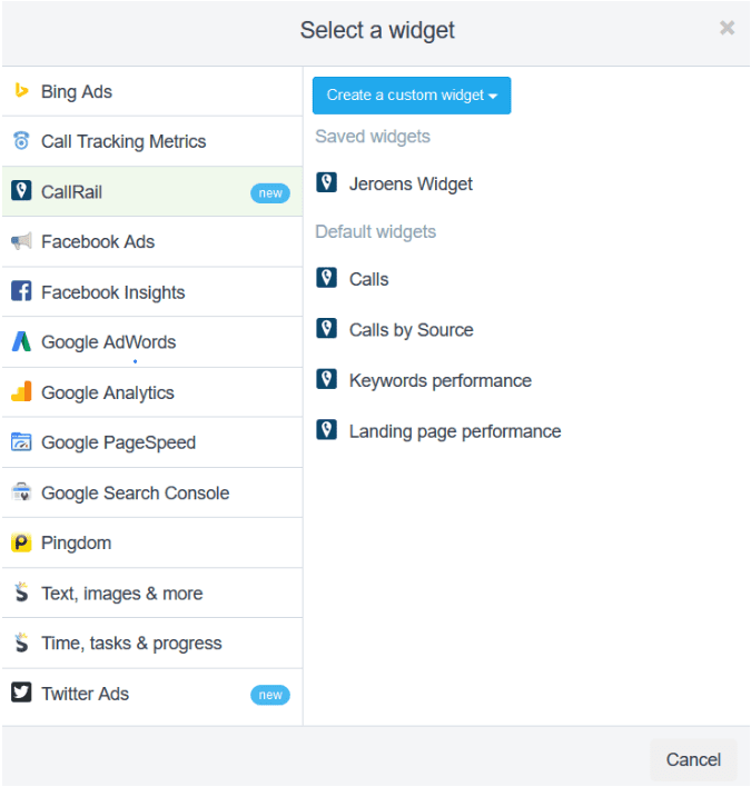 Widgets CallRail