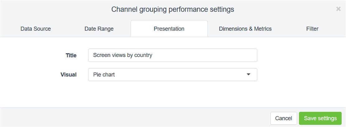settings pie chart - Swydo