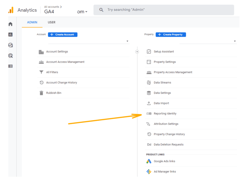 GA4 reporting identity 