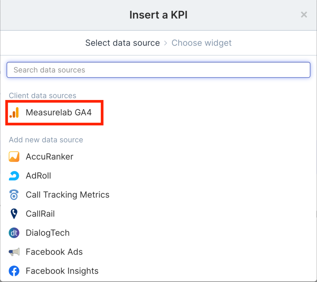 KPI data source
