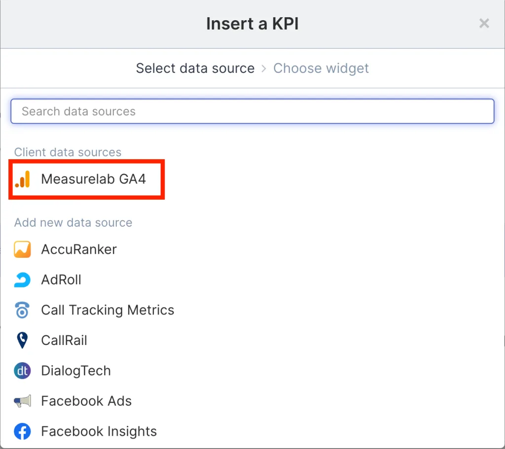 KPI data source