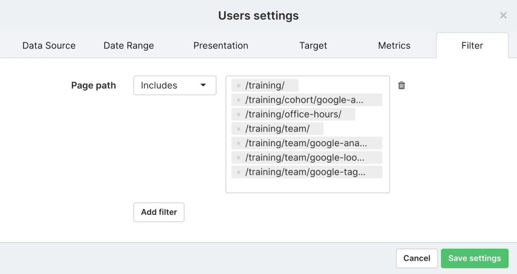 User Page Path Filter