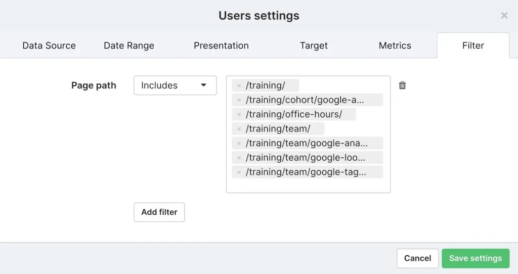 User Page Path Filter