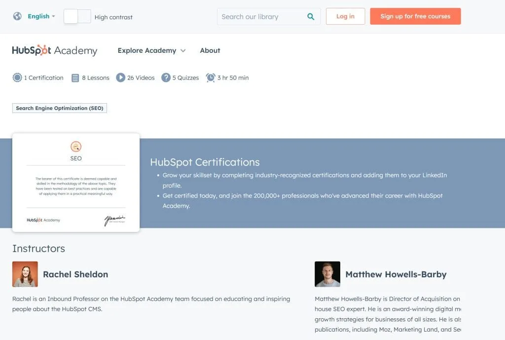 SEO Certification Course HubSpot Academy 01 24 2025 07 32 AM