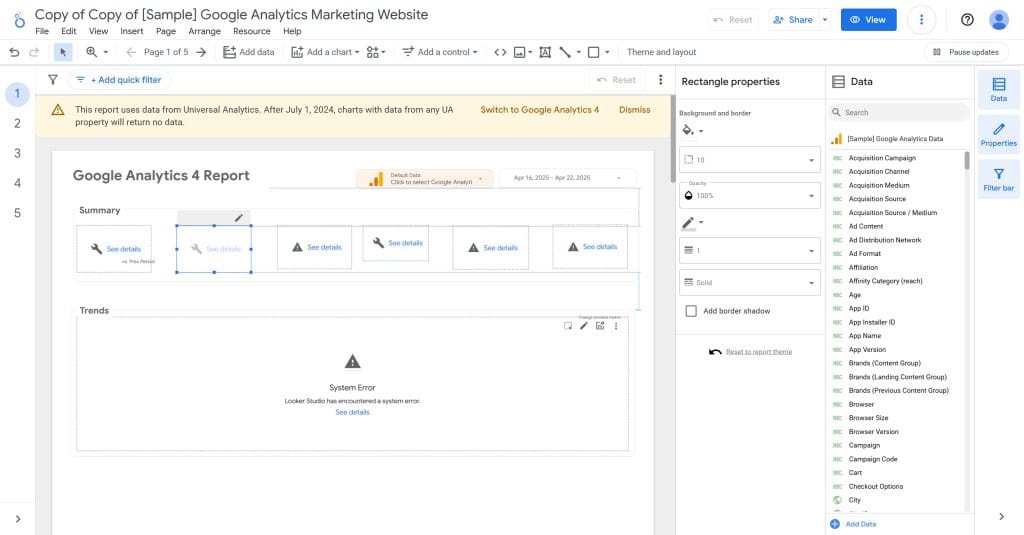 Copy of Copy of Sample Google Analytics Marketing Website › Summary Trends 04 23 2025 10 02 AM