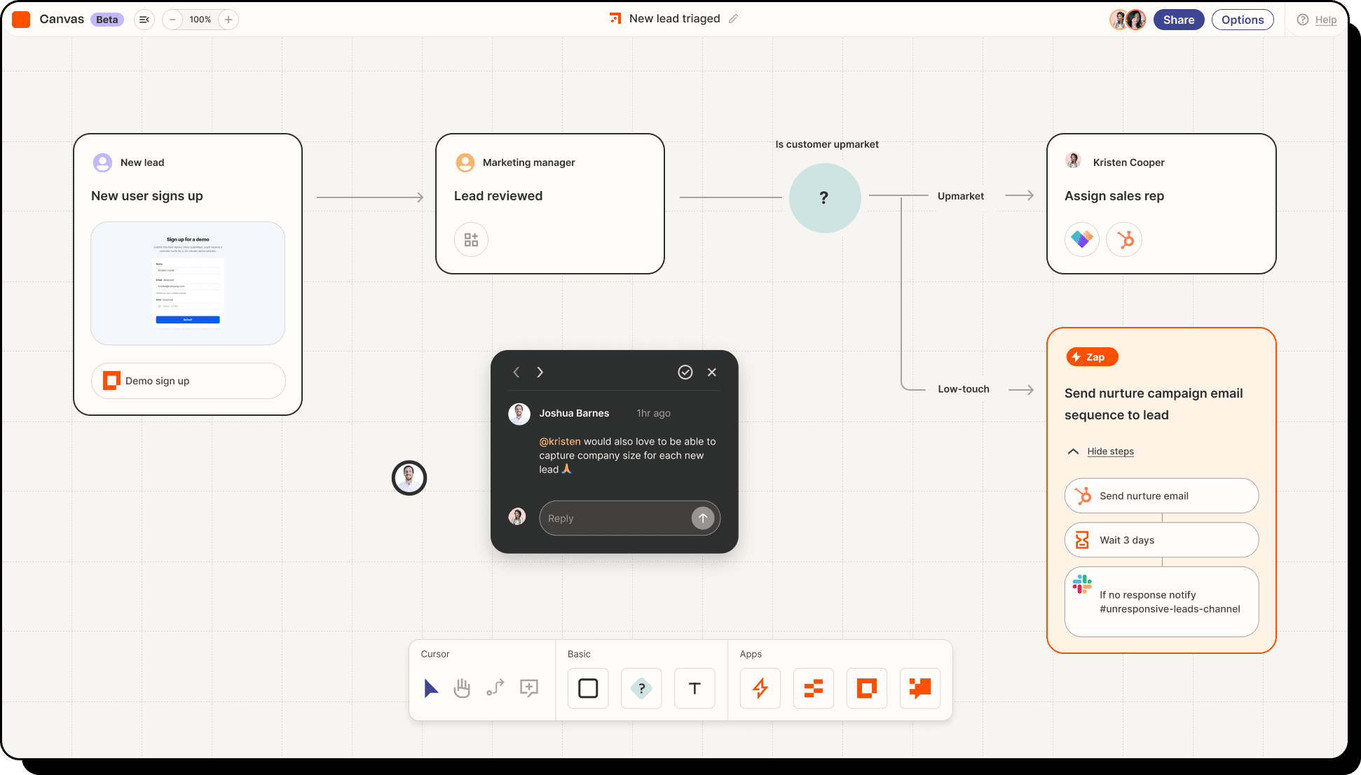 zapier canvas product screenshot