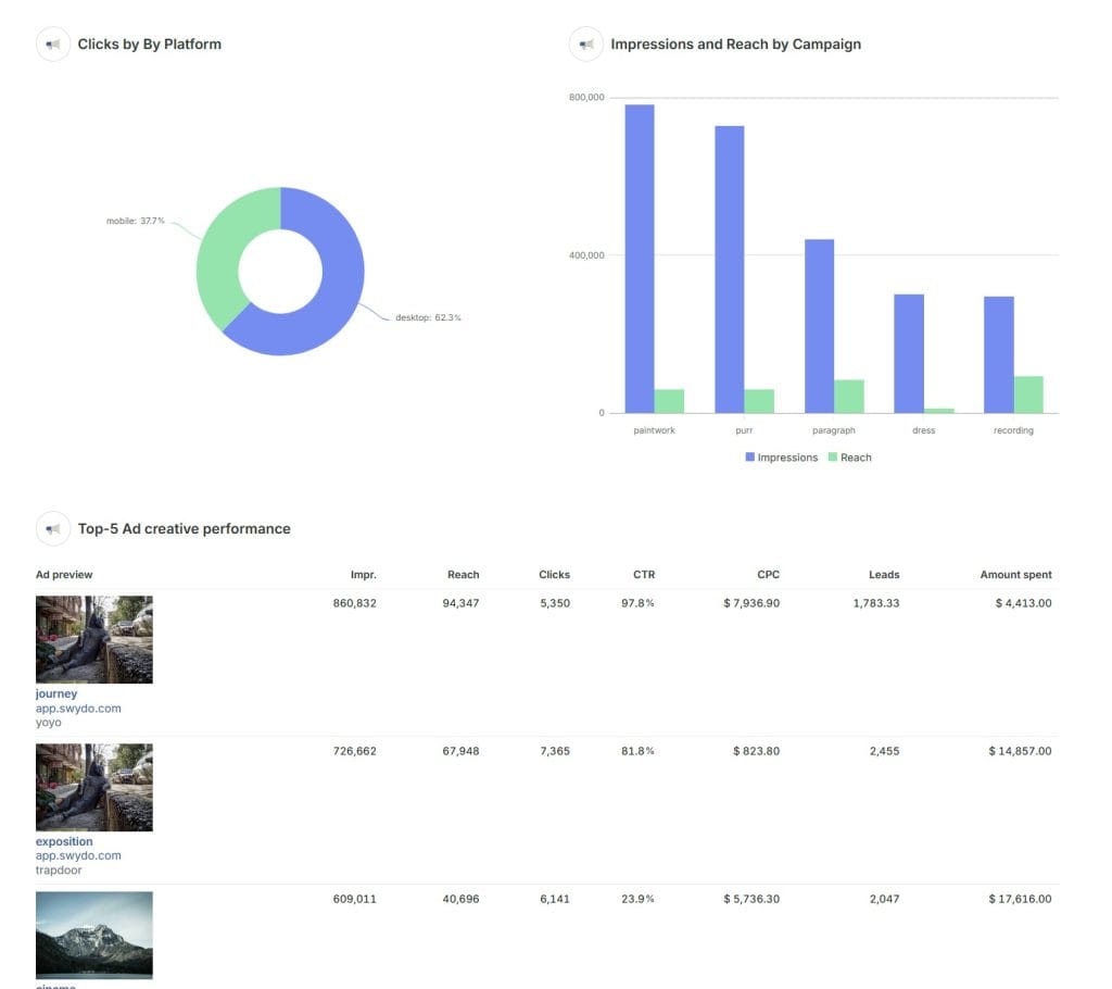 Download a Complete Facebook Ads Report Example PDF Swydo 05 05 2025 10 26 AM