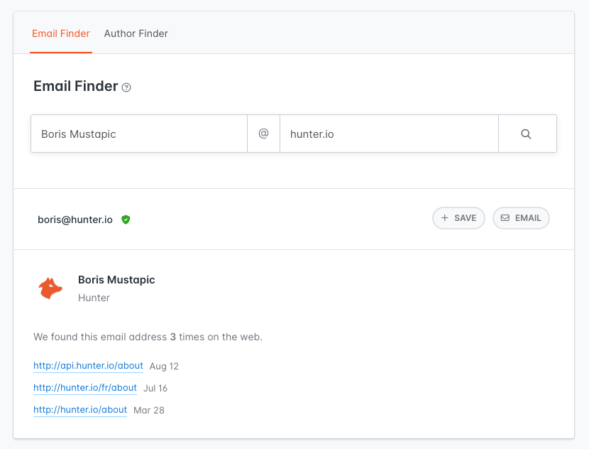 Hunter.io prospecting