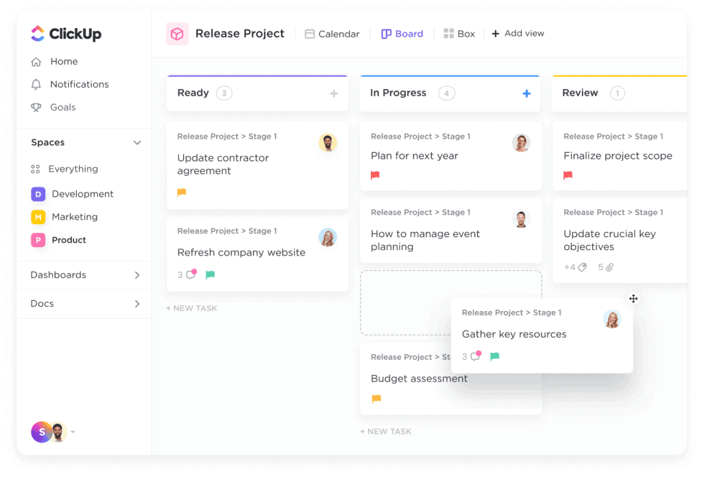 ClickUp board view