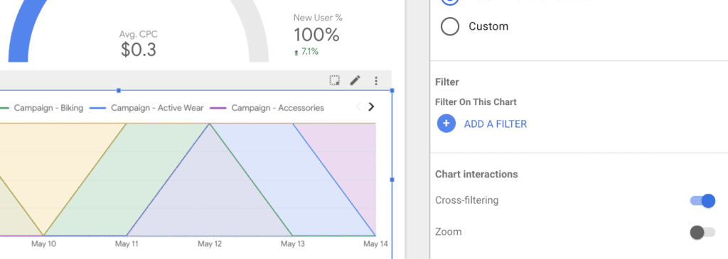 Enabling cross filtering in a chart in Looker Studio