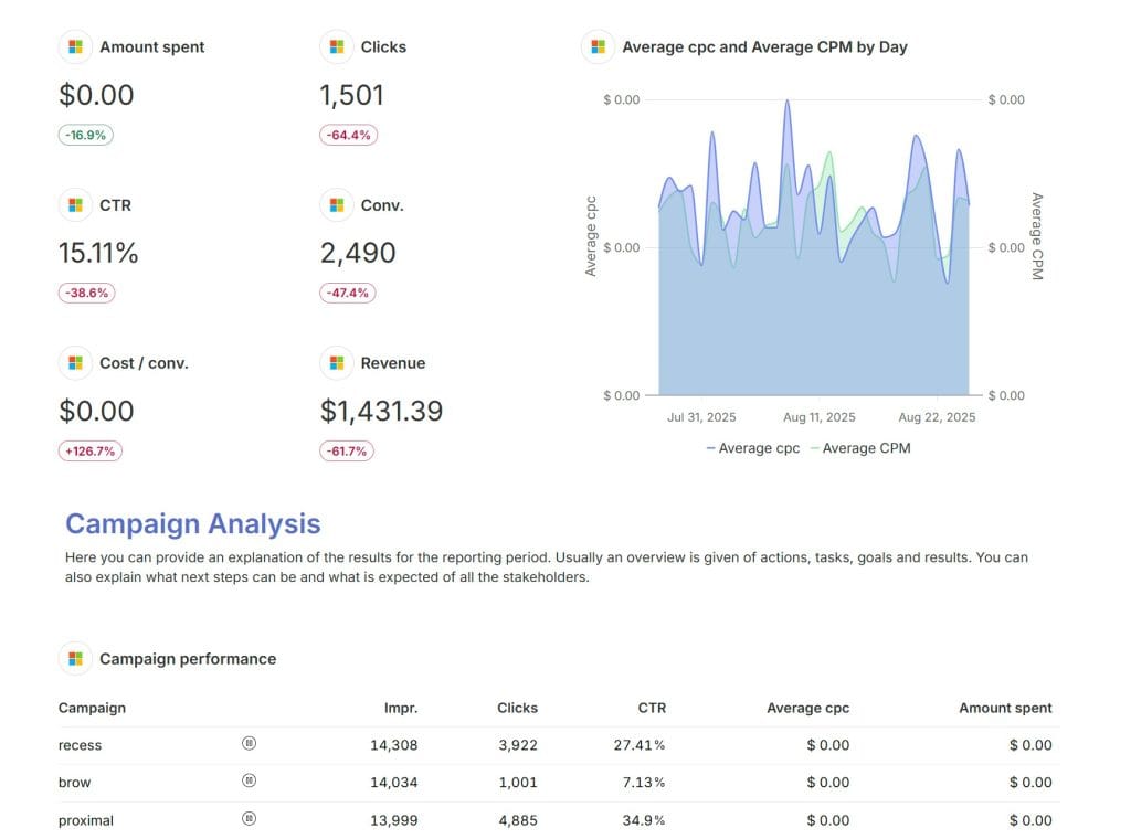 Microsoft Ads Example Report Swydo 08 26 2025 08 18 AM
