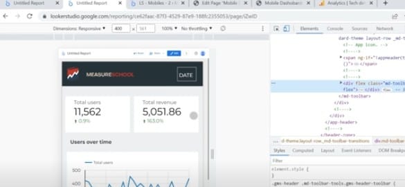 Preview responsive mobile view in Looker Studio