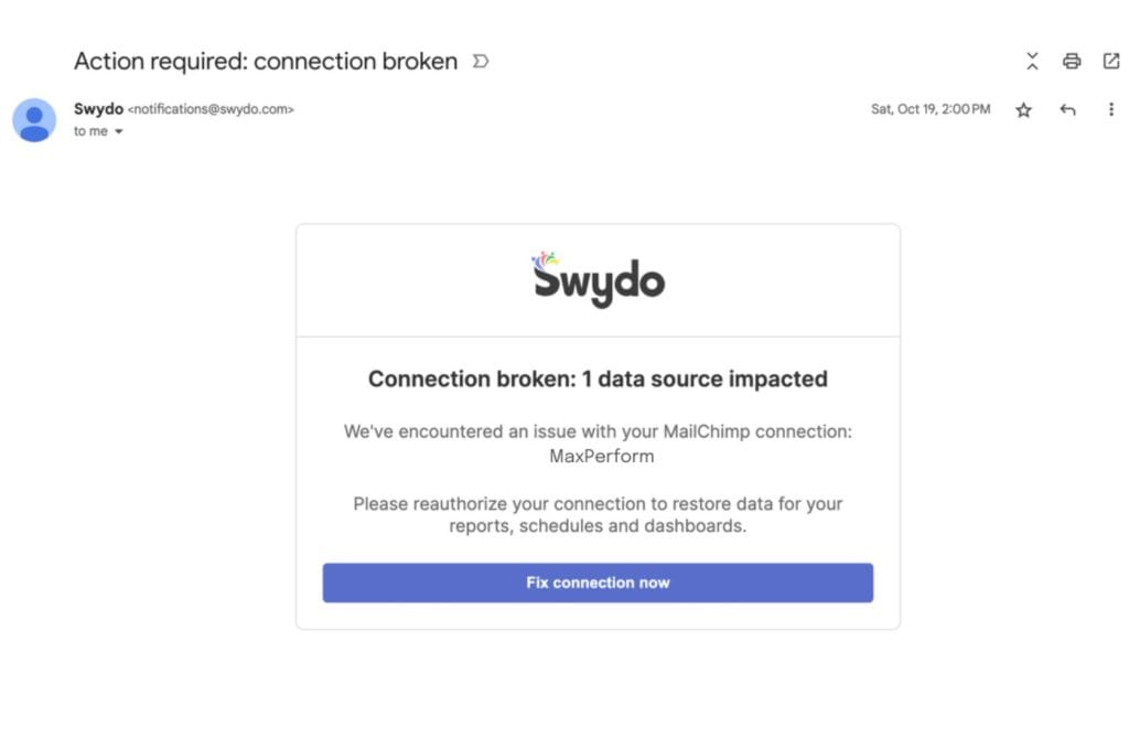 Fixing a Broken Data Source email notification from swydo