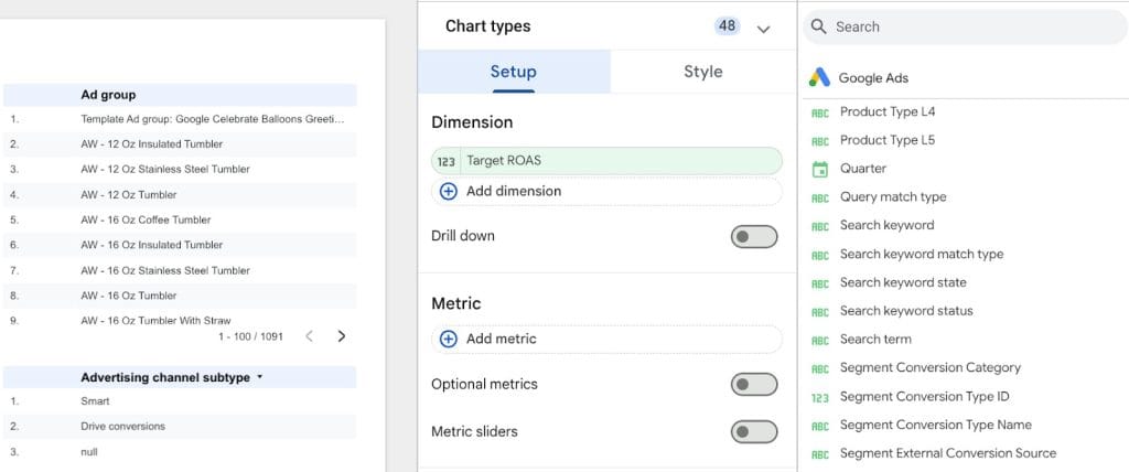 Building a report with Google Ads data in Looker Studio