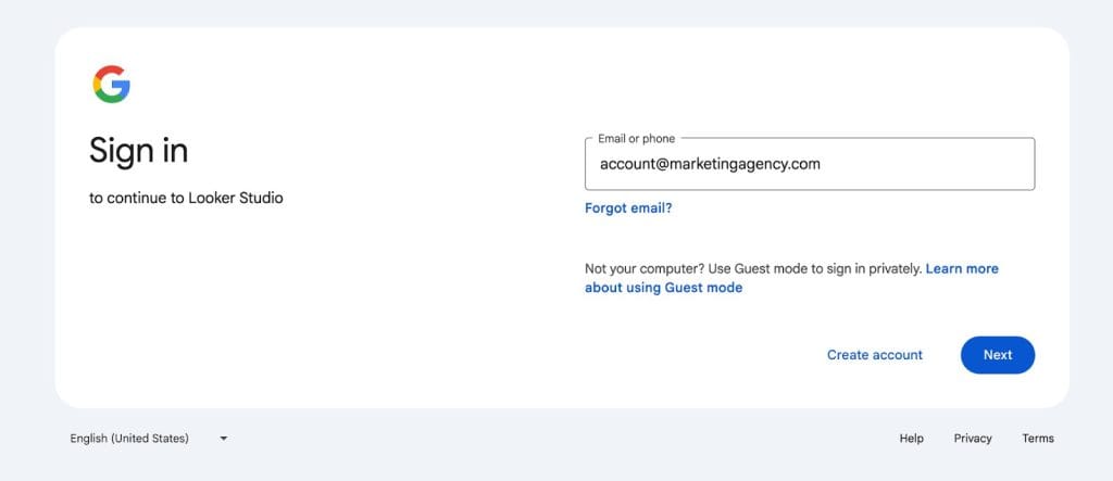 Signing in to Looker Studio through Googles SSO