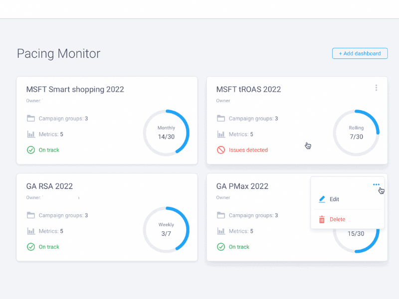 Skai pacing monitor dashboard