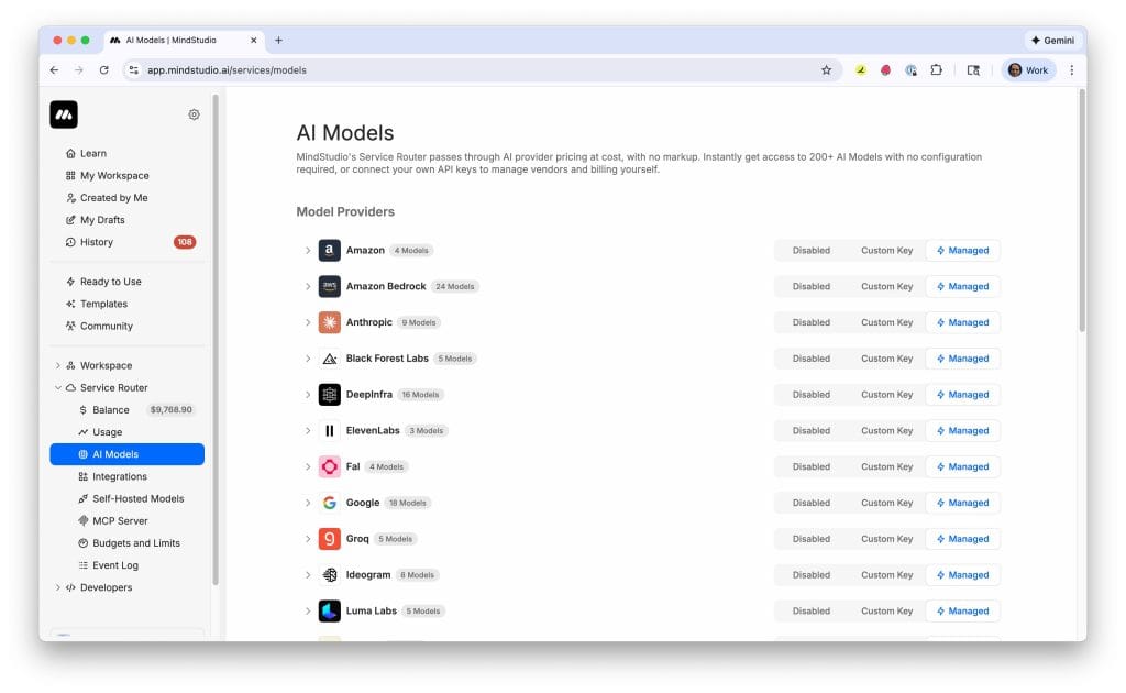 MindStudio dashboard