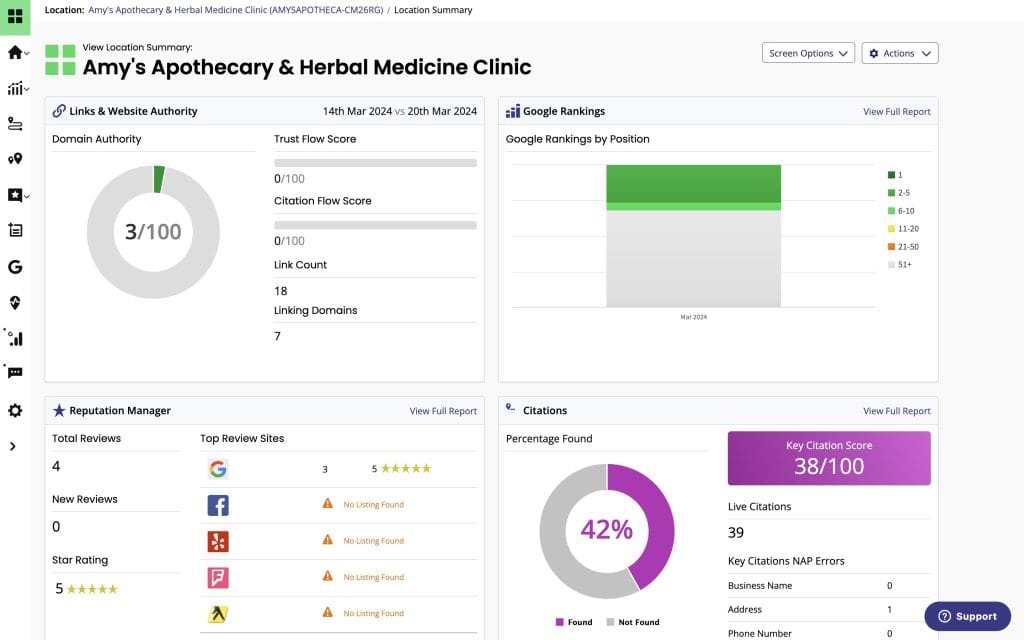 BrightLocal dashboard
