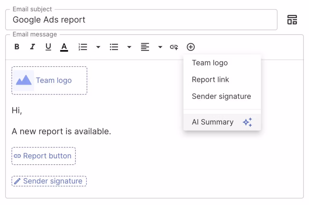 swydo email ai summary